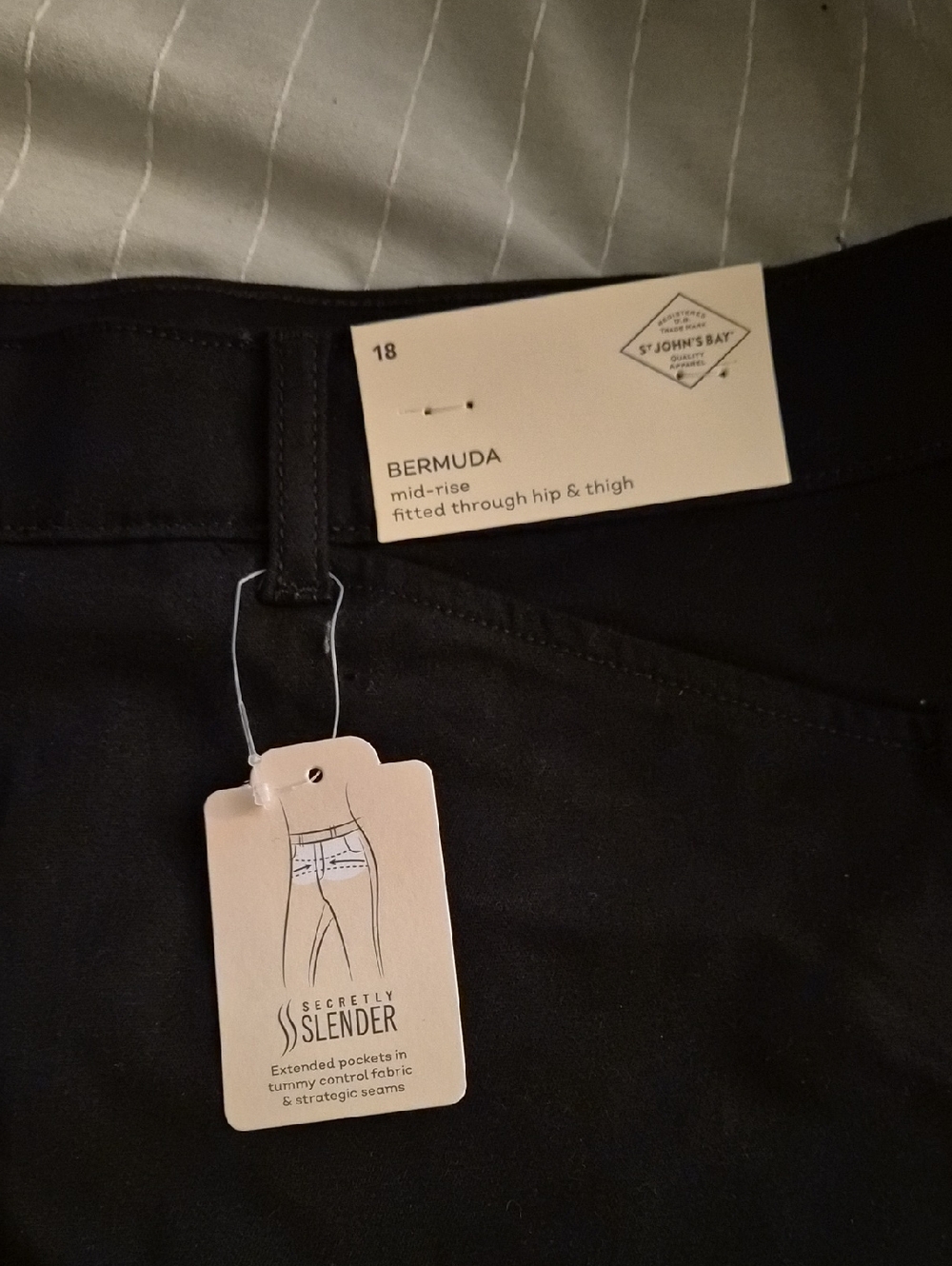 St. John's Bay Black Bermuda Mid-Rise Shorts